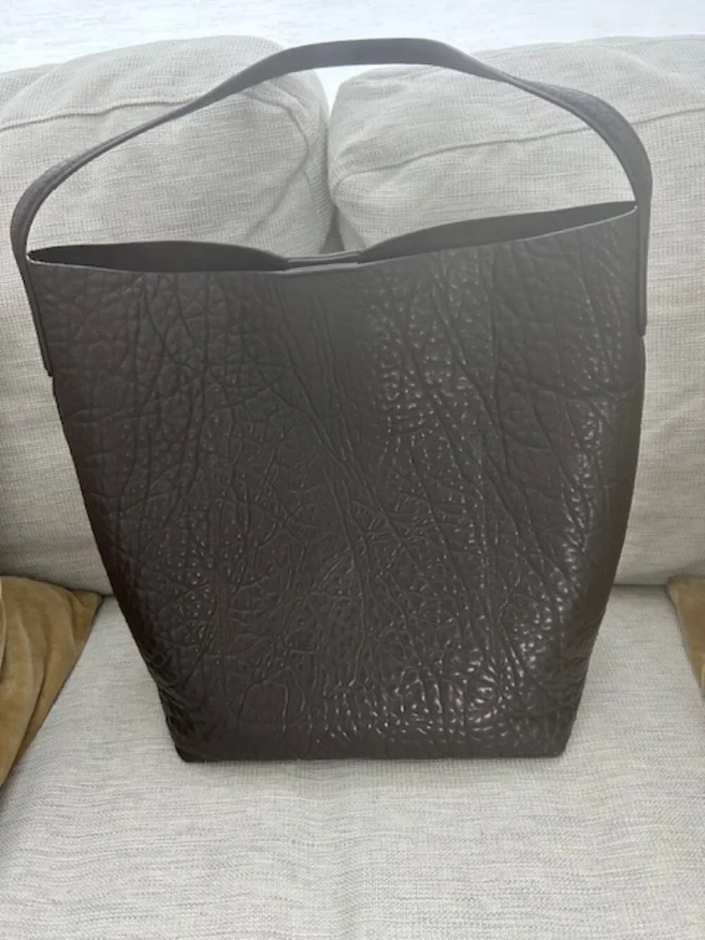 Mansur Gavriel Croc Embossed Leather Tote – Dark Brown